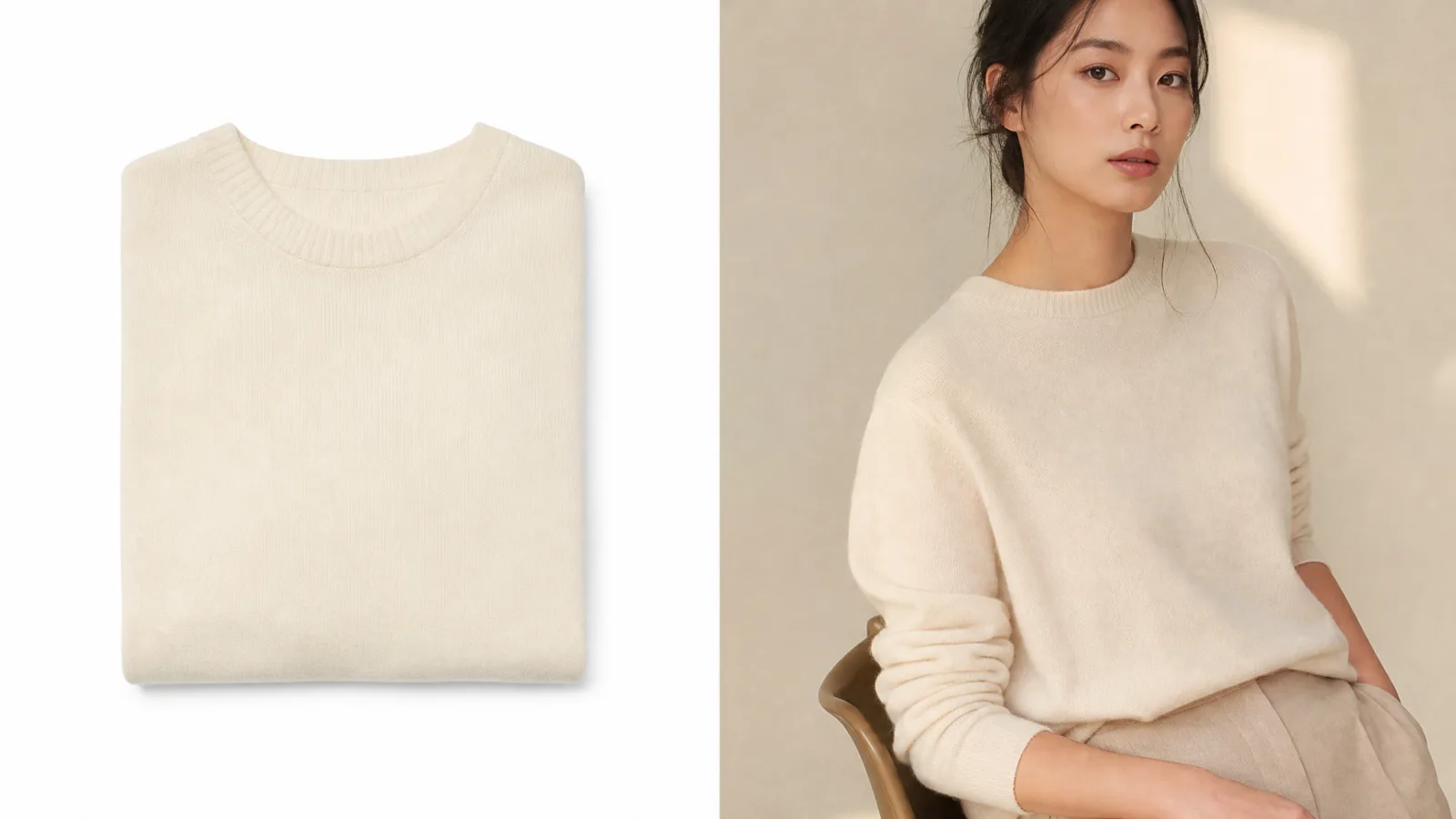 平拍商品圖 vs ADFORGE Fashion AI 模特素材對比
